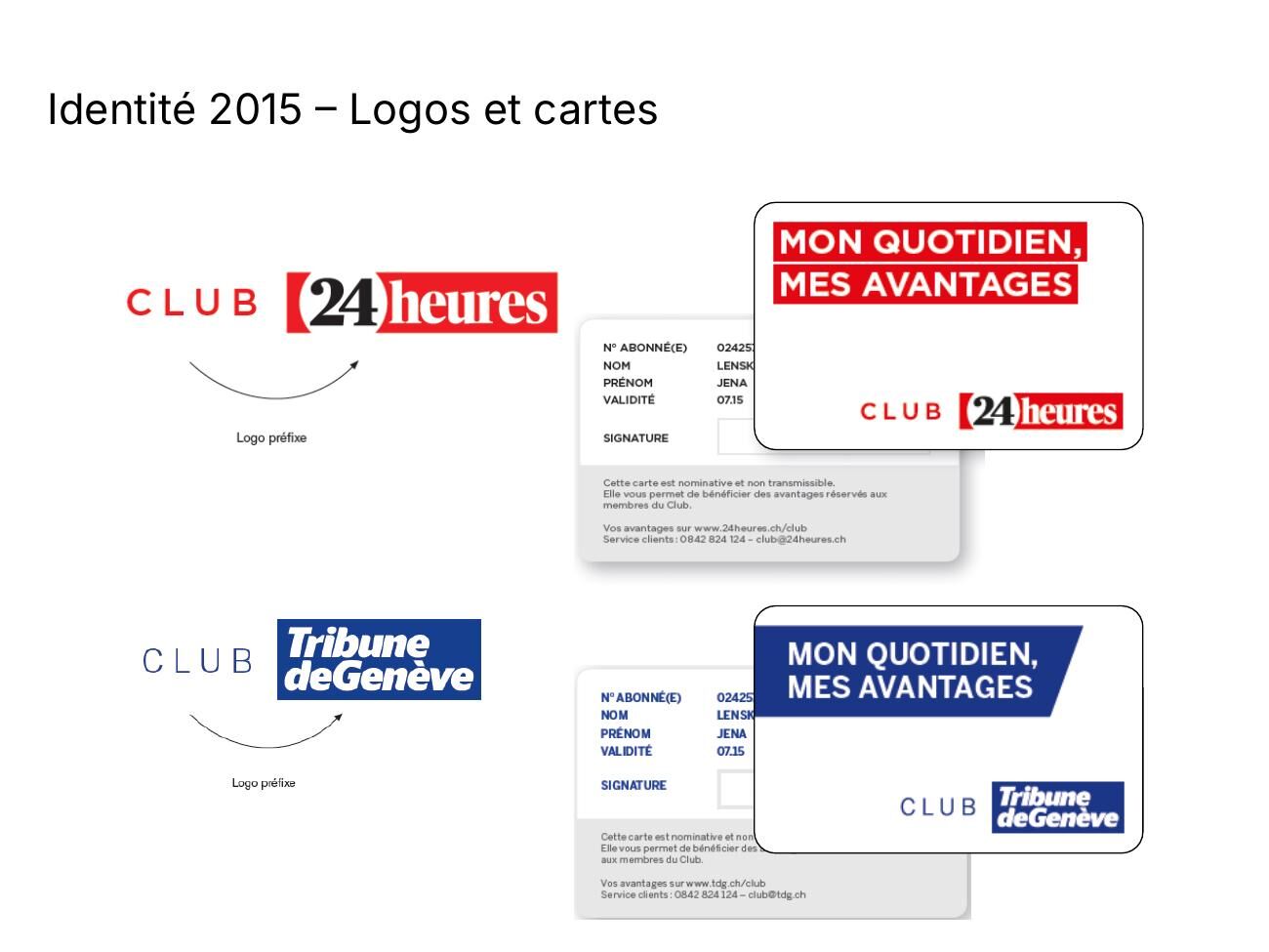 Club 24 heures and Club Tribune de Genève member cards