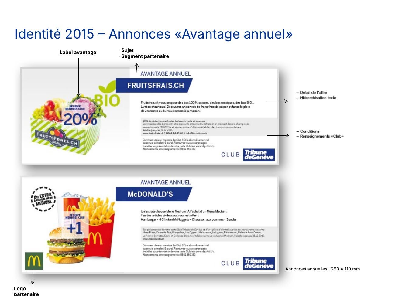 Club annual benefit ads, including McDonald's