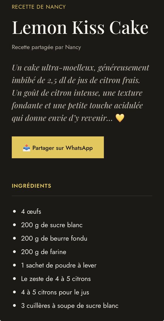 Lemon Kiss recipe page
