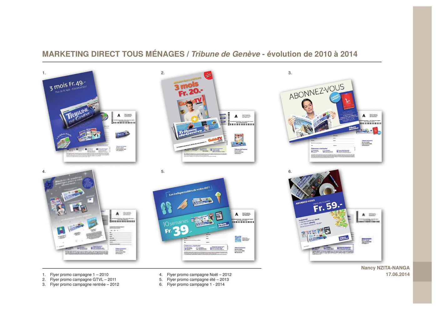 Door-to-door direct marketing for Tribune de Genève, 2010 to 2014
